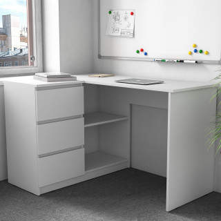 Угловой письменный стол для школьника с ящиками СП-16 СИТИ ЛДСП Белый