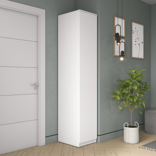 Узкий шкаф пенал с полками недорого ШР-01 СИТИ ЛДСП Белый